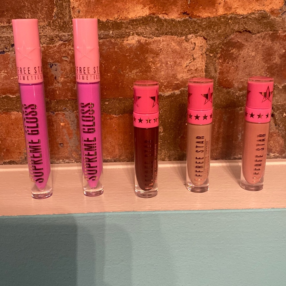 lot of 5 Jeffree Star supreme gloss and velour lipstick